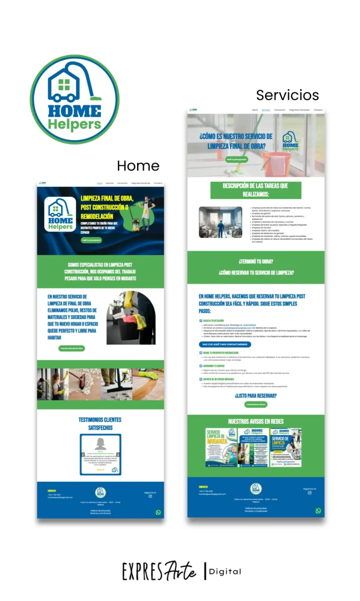 Desarrollo Web para Home Helpers - Expresarte Digital - Home y Servicios