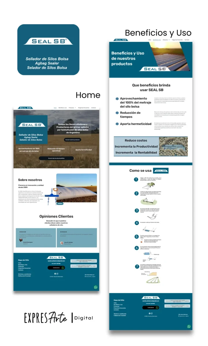Desarrollo Web para Seal SB - Expresarte Digital - Home y Beneficios y uso
