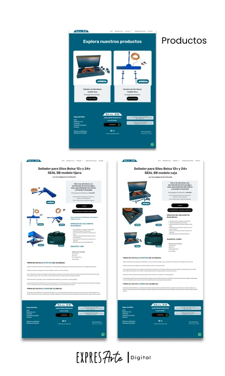 Desarrollo Web para Seal SB - Expresarte Digital - Productos