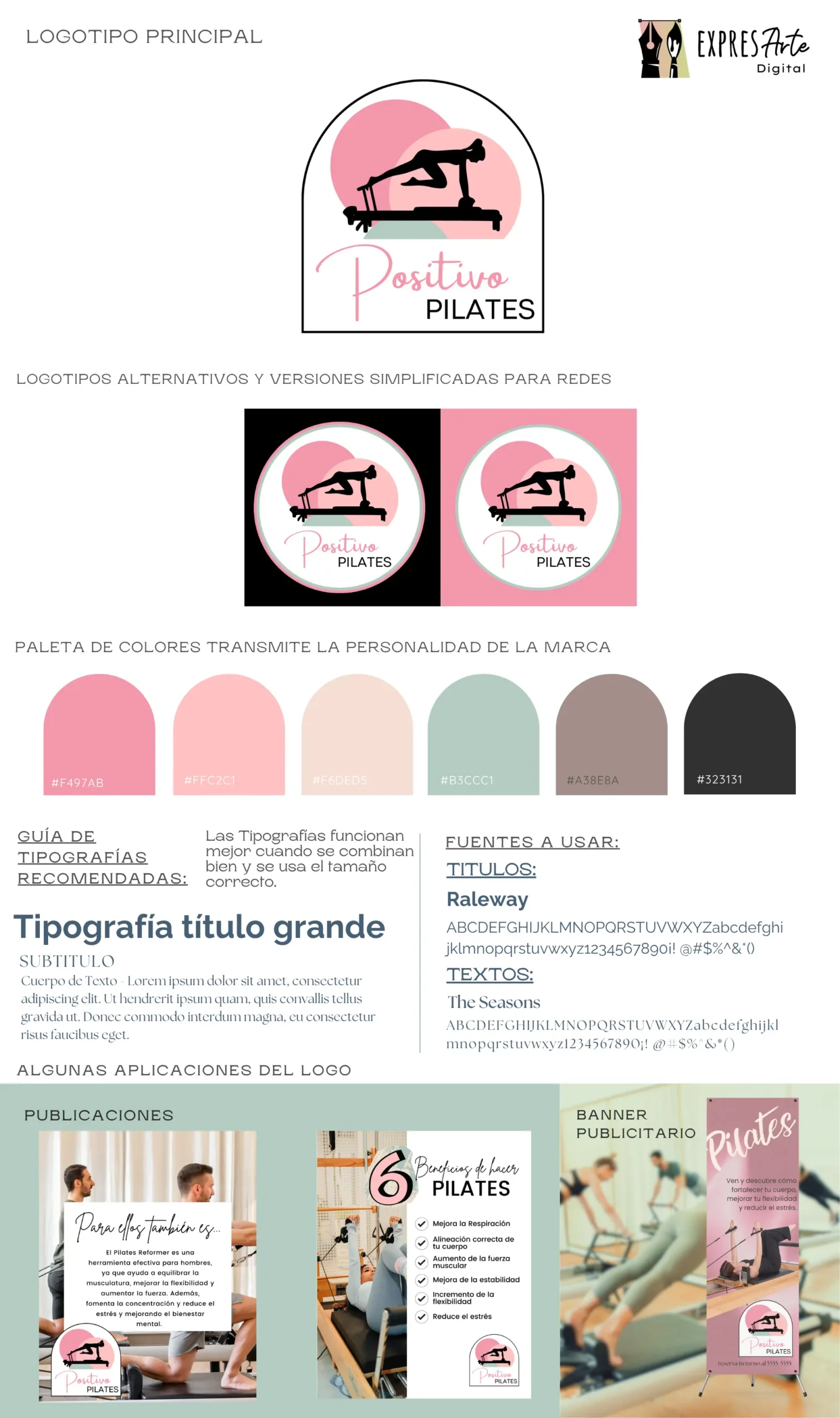 Identidad visual de Positivo Pilates by Expresartedigital.com