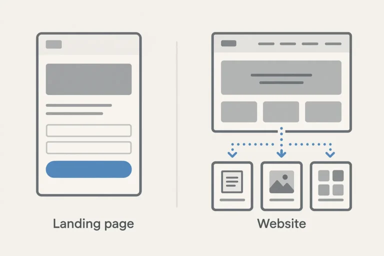 Landing page vs. sitio web: qué elegir según tu objetivo