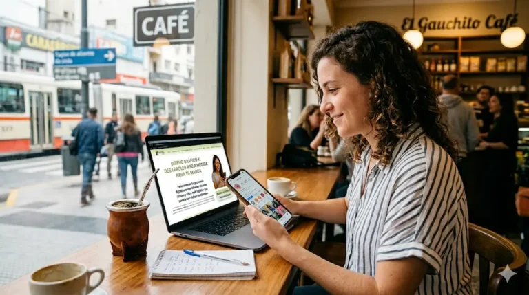 Emprendedor argentino analizando si crear página web o perfil de Instagram para su negocio