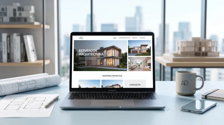 Página web profesional para estudio de arquitectura mostrando portafolio de proyectos